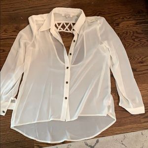 White cutout back blouse